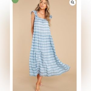 Olivia James Blue Plaid Maxi Dress